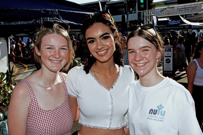 Bridget Henry, Rihana Jamal and Abigail Burnell at Chirn Park Street Festival. Picture: Regina King