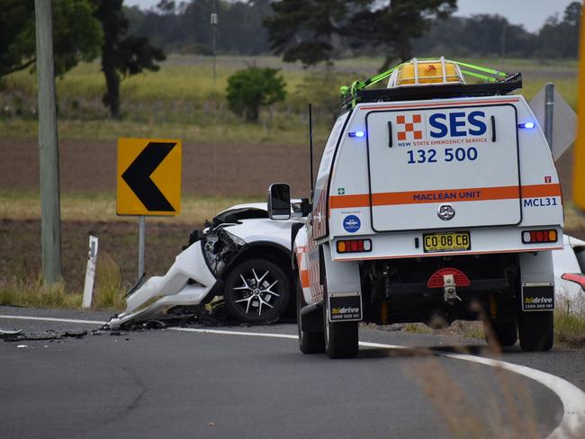 The scene of a two-car head-on collision at Palmers Island on September 14.