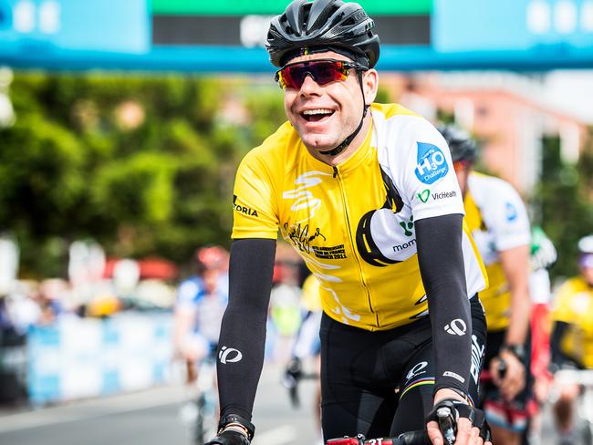 Cadel Evans Great Ocean Road Race, Geelong, Victoria - Cadel Evans finishes the Momentum Energy Peoples' Ride. Photo Stuart Walmsley