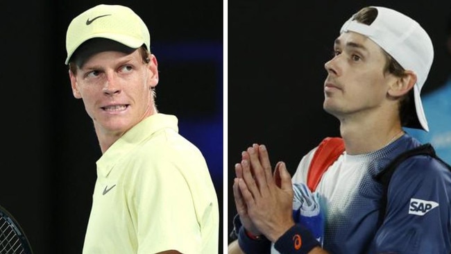 Jannik Sinner was far too strong for Alex de Minaur. Photos: AFP/Getty Images