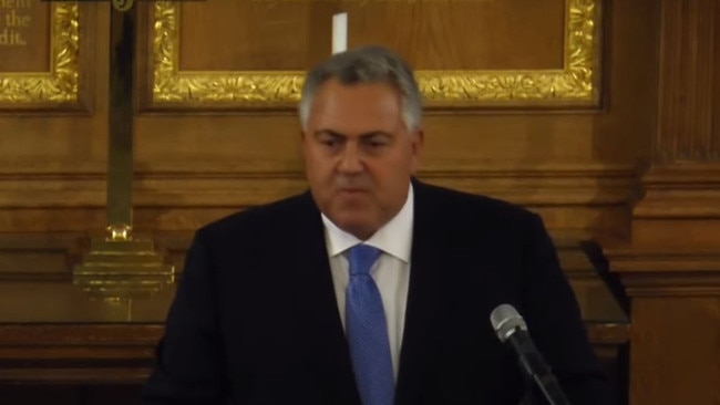 Australian ambassador to the United States Joe Hockey delivers his speech at Westminster College, Missouri.