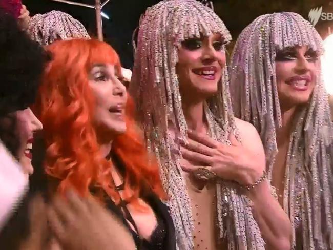 Cher meets some of her fans at the Mardi Gras. Picture: SBS