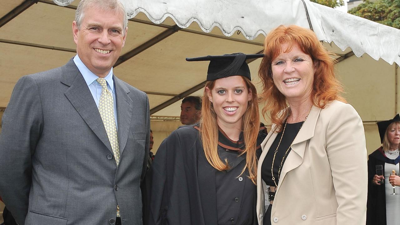 Prince Andrew, The Duke York (L), Sarah, Duchess of York (R) and their daughter, Princess Beatrice, following her graduation ceremony at Goldsmiths College on September 9, 2011 in London, United Kingdom. Picture: Ian Nicholson - WPA Pool/Getty Images