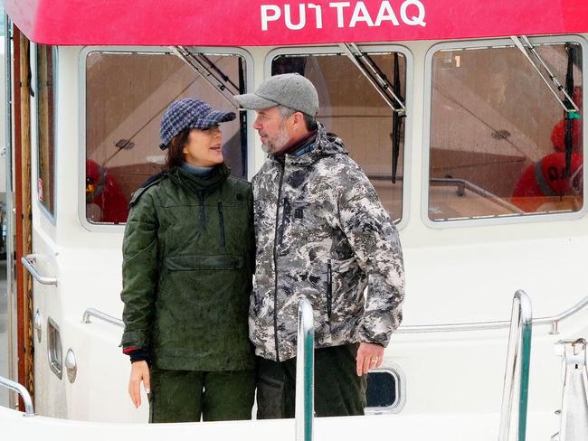 King Frederik X of Denmark and Queen Mary of Denmark stand aboard a boat as they visit the village of Qassiarsuk, Greenland. Picture: Ida Marie Odgaard / Ritzau Scanpix / AFP / Denmark OUT