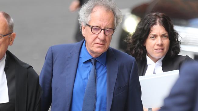 Actor Geoffrey Rush arrives at The Federal Court today. Picture: John Grainger