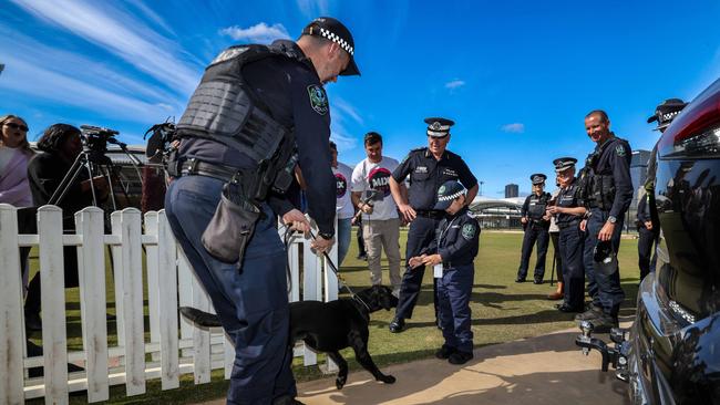 Sammy was presented with a custom-made dogs operations badge. Picture: Russell Millard