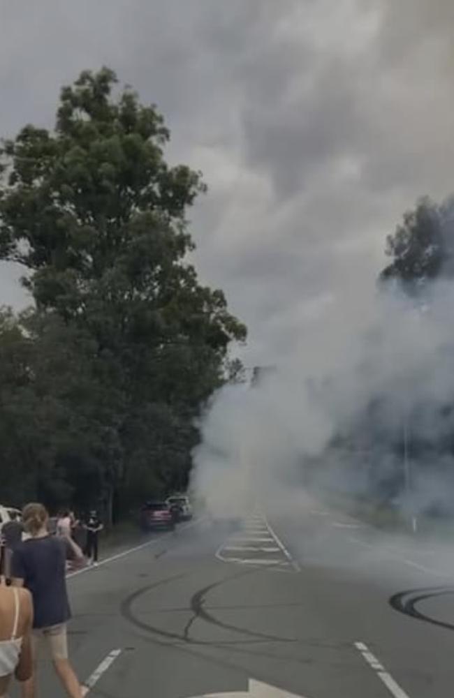 Mourners took to the same intersection that Kyle Ascough died in a horror motorcycle crash and performed burnouts and skids. PHOTO: FACEBOOK