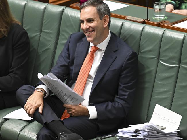 CANBERRA, AUSTRALIA  - NewsWire Photos - November 20, 2024: Federal Treasurer Jim Chalmers during Question Time at Parliament House in Canberra. Picture: NewsWire / Martin Ollman