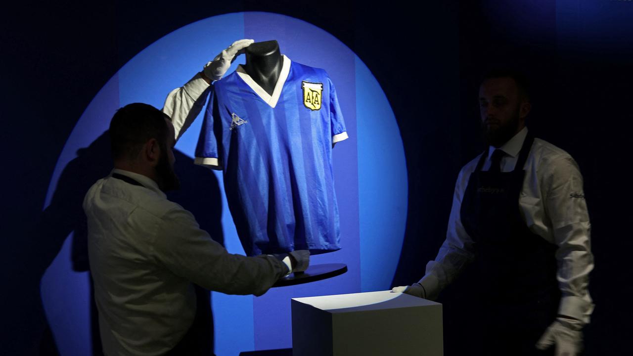 The shirt Diego Maradona wore when scoring the ‘Hand of God’ goal.