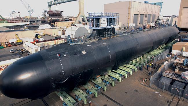 The Virginia Class submarine Minnesota (SSN 783) under construction in 2012, at Huntington Ingalls Newport News Shipbuilding. Picture: Newport News Shipbuilding via US navy