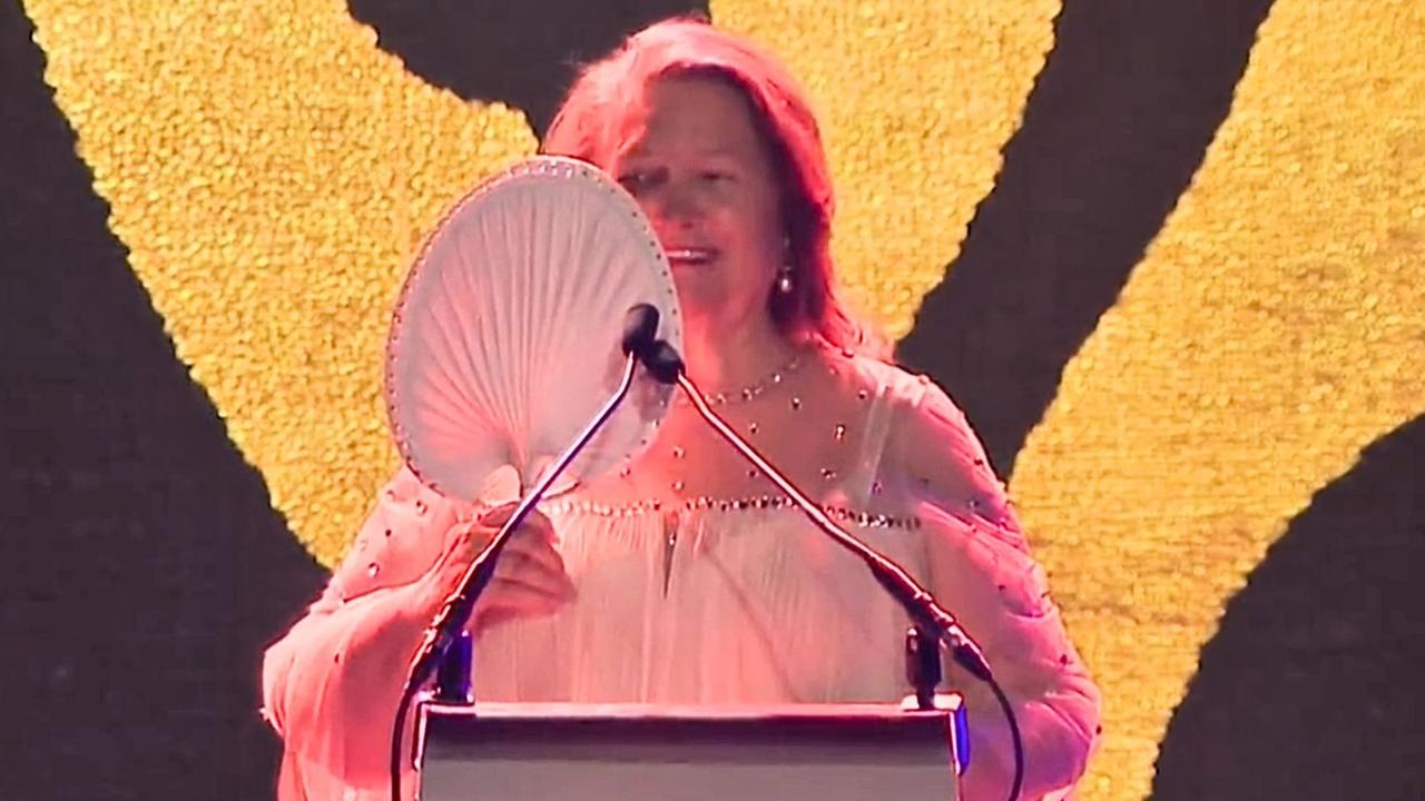 Gina Rinehart addressed her cancer scare while accepting the Western Australian of the Year award. Picture: Channel 9 / 9 News Perth