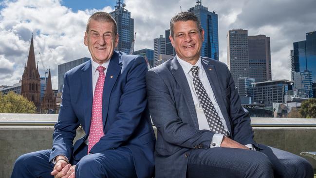 Former Victorian Premiers and political opponents Jeff Kennett and Steve Bracks.