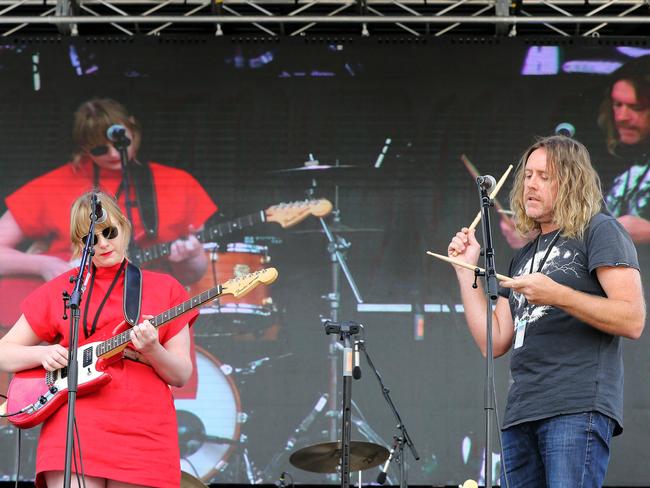 Mary Shannon and Kram, of the band Disrepute, perform during the Mofo Block Party at Inveresk. PICTURE CHRIS KIDD