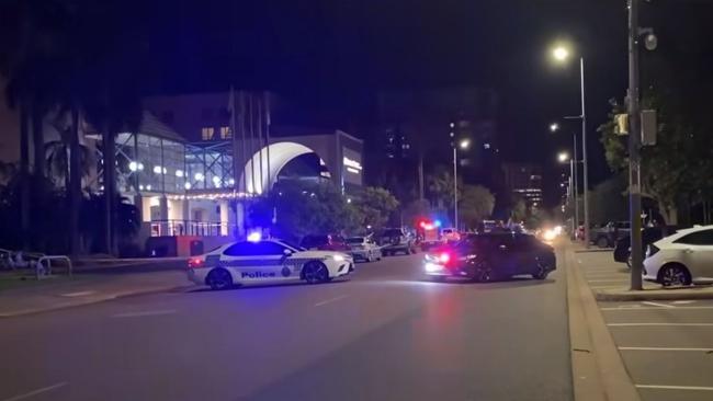 A woman has died after being fatally stabbed by a man outside a hotel in Darwin on Friday night. Picture: 9 NEWS