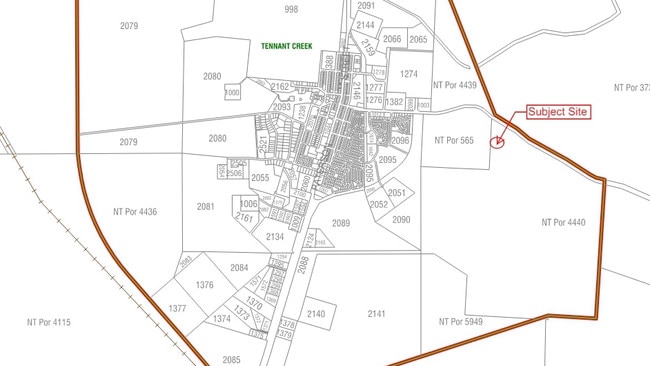 Site location in relation to Tennant Creek. Picture: GBD Engineering