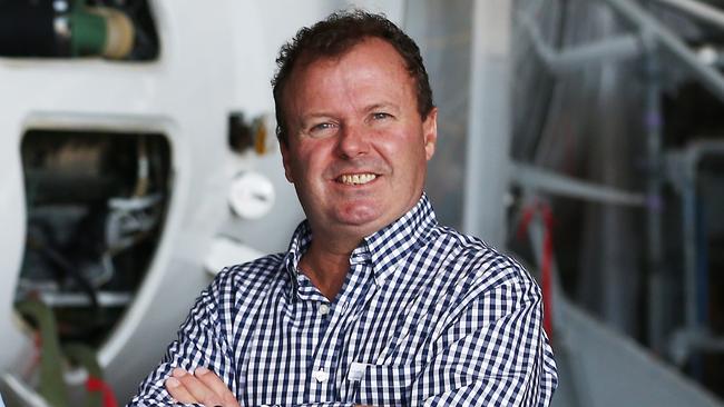 Aviation Australia business manager Chris Pigott in the Hawkers Pacific Avionics hanger. Picture: Brendan Radke