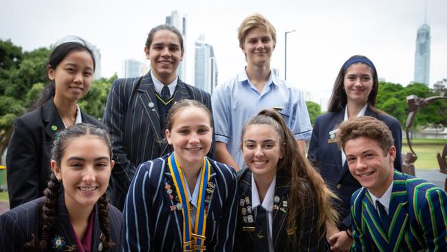 Gold Coast Junior Council Executive 2019.(From rear left) Angie Zhou, Theo Lozano, Hamish Munro, Nola Getova.Kira Jackson (front left), Khyja Miller, Klea Petridis Alvano, Lachlan Gardner.