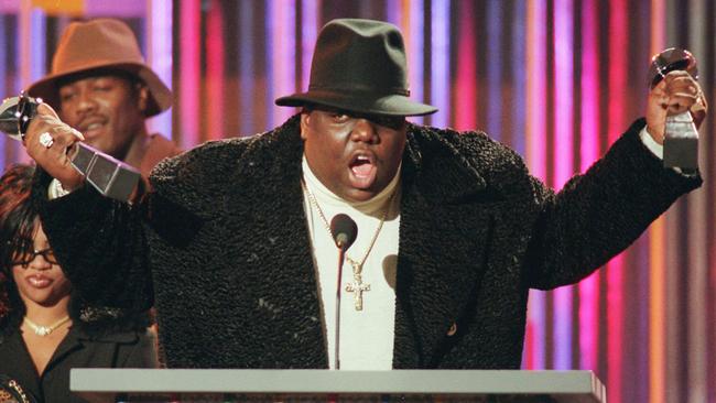The Notorious B.I.G., whose real name was Christopher Wallace, on stage at the Billboard Music Awards in New York in 1995.