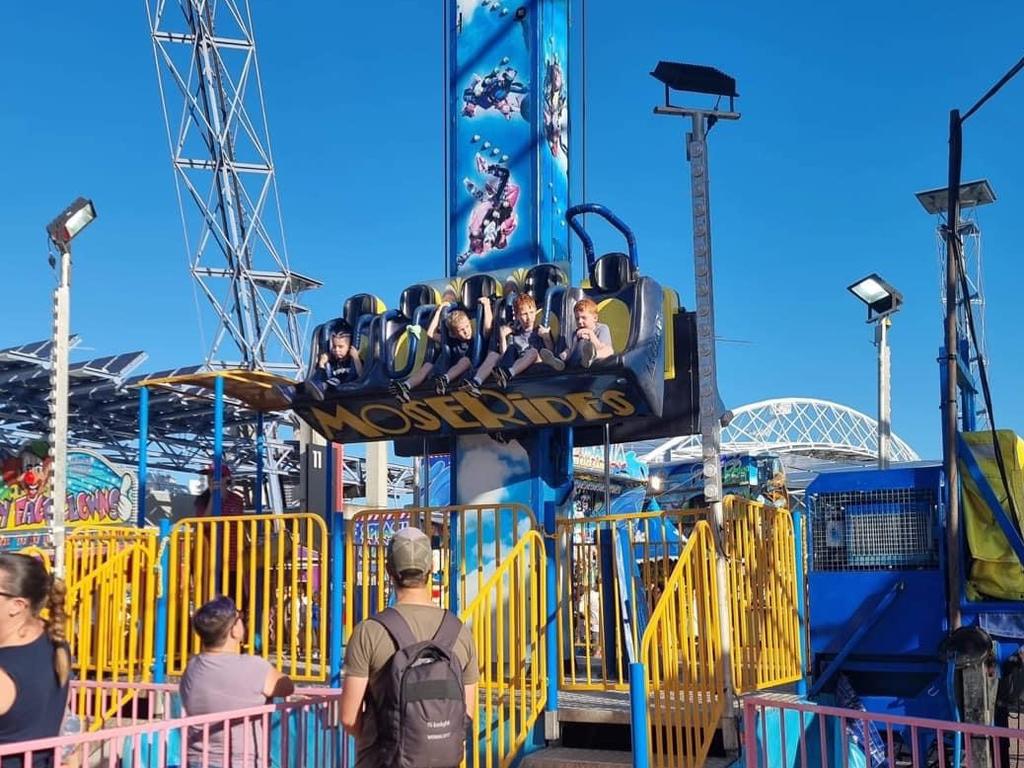 A four-year-old boy narrowly dodged disaster at the Easter Show on Sunday after attendants failed to ensure he was fully strapped into a harness on the high speed ride ‘Free Fall’. Picture: Supplied