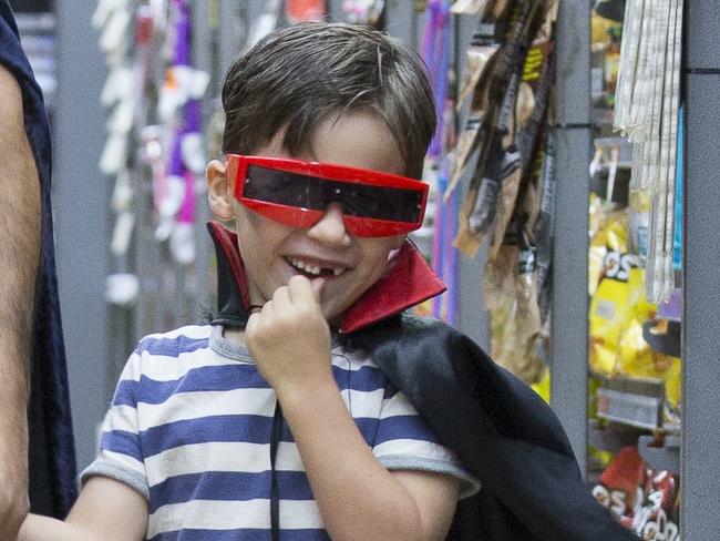 Ryan Heffernan with his son Louis, 6, dressed as superheroes.