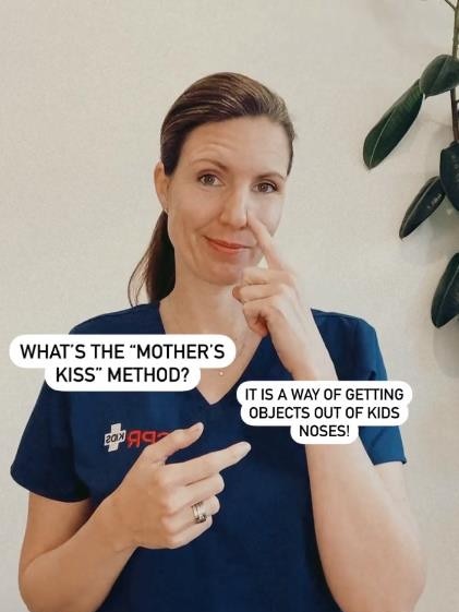 Nurse Sarah Hunstead shows her followers the "Mother's Kiss" technique to help children with blockages. Picture: Instagram