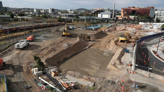 Work on the Cross River Rail at Boggo Rd. Picture: Annette Dew