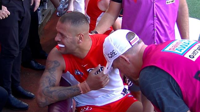 Buddy Franklin broke his finger in the Swans' win over North Melbourne.