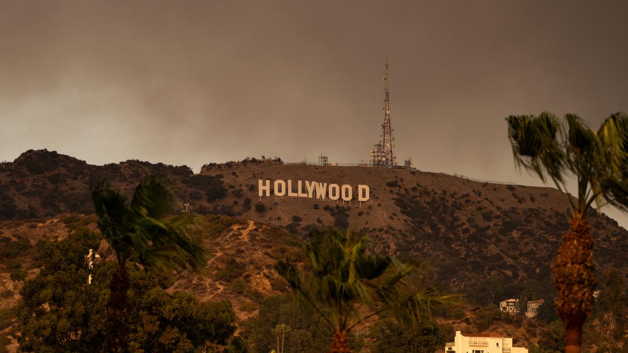 The Hollywood Sign surrounded by smoke on January 8. Picture: AaronP/Bauer-Griffin/GC Images