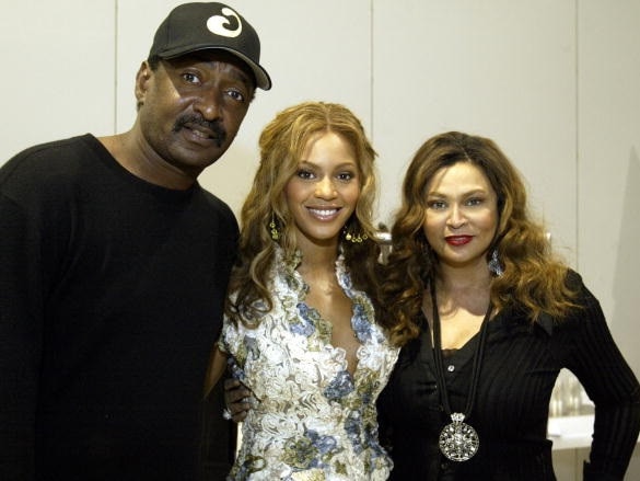 Beyonce Knowles, center, with her father Mathew Knowles and her mother Tina Knowles. Picture: Getty