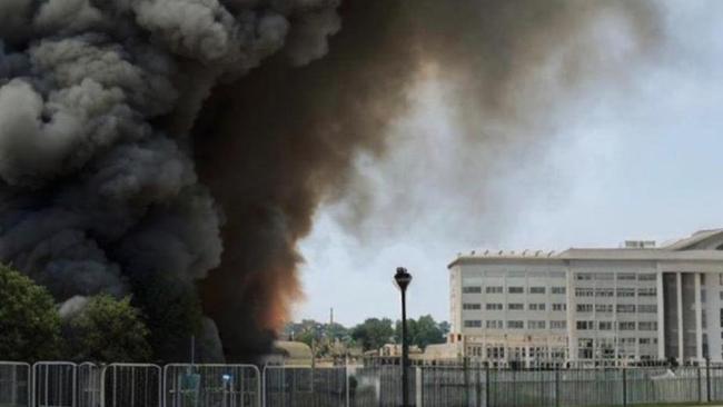 An AI-generated picture showed smoke billowing near the Pentagon. Picture: Twitter/@FngFinancial