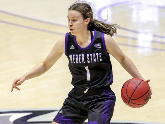 Ipswich basketballer Charlotte Hegvold playing for Weber State University in the United States.