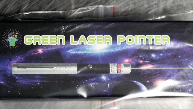 A generic photo of a laser pointer similar to those found at Daniel Tanner’s home.