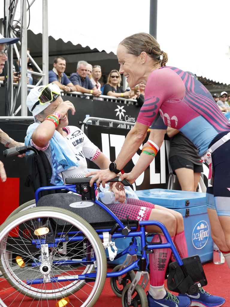 Ironman Cairns 2019 women's second place getter Sarah Crowley amd third place getter Kaisa Sali PICTURE: ANNA ROGERS