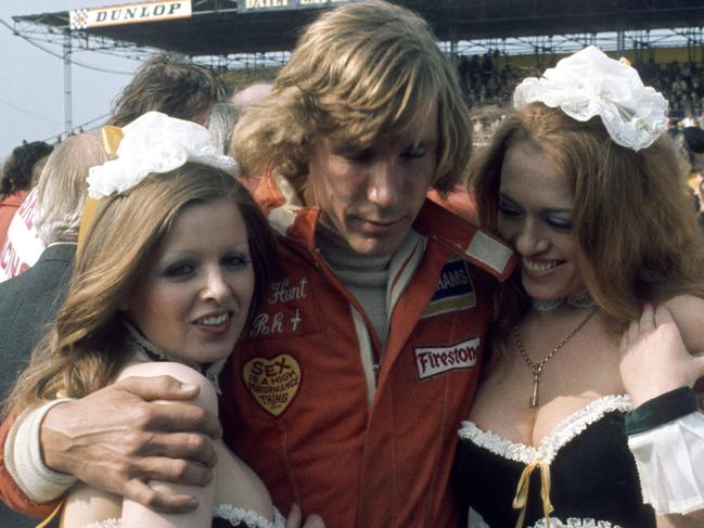 BRANDS HATCH, ENGLAND - JULY 18: British racing driver James Hunt (1947 - 1993) meets fans at Brands Hatch on July 18, 1974 in Brands Hatch England. (Photo by Anwar Hussein/Getty Images)
