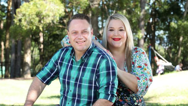 Brisbane Lord Mayor Adrian Schrinner with wife Nina. Picture: Liam Kidston