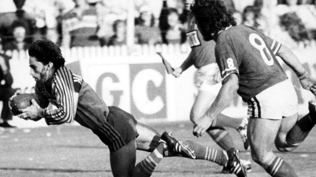 Steve Ella dives over to score for Parramatta against Newtown grand in the 1981 grand final at the Sydney Cricket Ground.