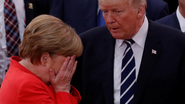 German Chancellor Angela Merkel with Mr Trump. Picture: Reuters