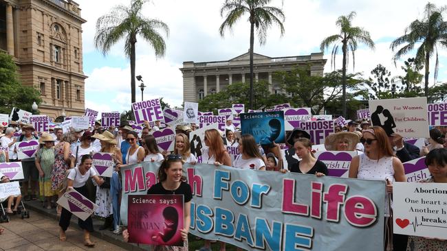 The anti abortion rally in Brisbane earlier this year. The Left believes the overhaul will help attract new members on single issues such as decriminalising abortion. Picture: Annette Dew