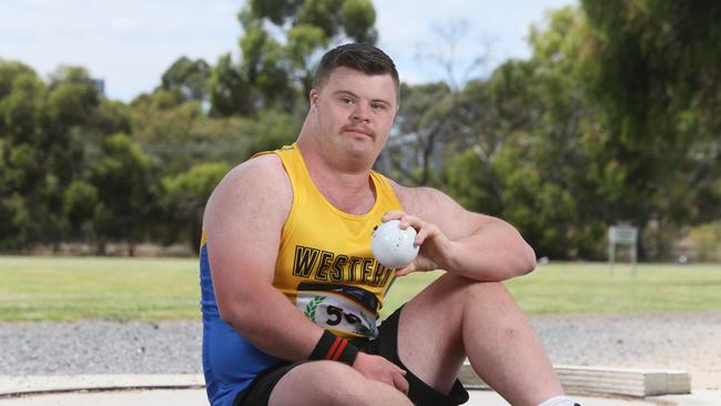 Hugo Taheny from the Yorke Peninsula, SA, is the world number one in shot put and discus for people living with Down syndrome. Picture Emma Brasier