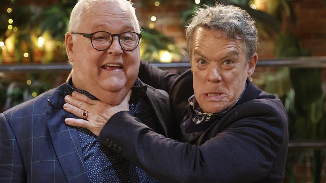 Stefan Dennis hams it up with Ian Smith. Picture: Alex Coppel