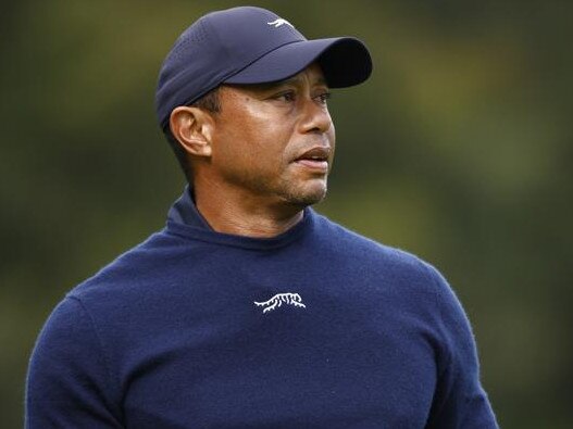 PACIFIC PALISADES, CALIFORNIA - FEBRUARY 16: Tiger Woods of the United States reacts to his shot from the sixth tee during the second round of The Genesis Invitational at Riviera Country Club on February 16, 2024 in Pacific Palisades, California. (Photo by Ronald Martinez/Getty Images)