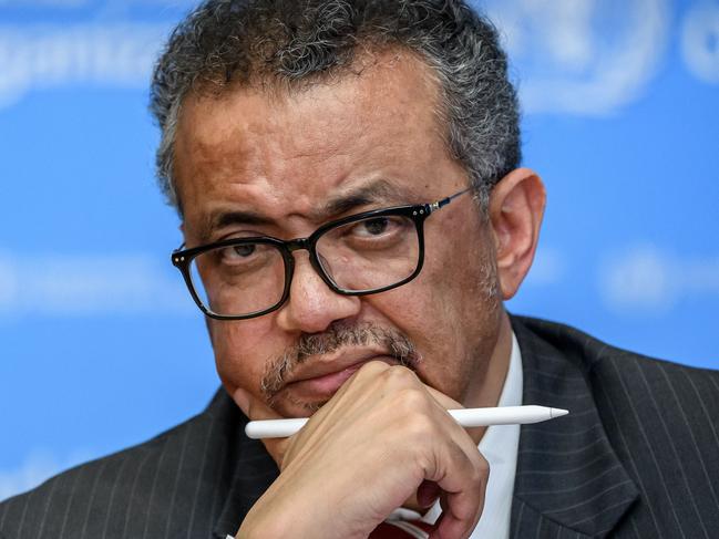 (FILES) In this file photo taken on March 11, 2020 World Health Organization (WHO) Director-General Tedros Adhanom Ghebreyesus attends a daily press briefing on COVID-19, the disease caused by the novel coronavirus, at the WHO heardquaters in Geneva. - Congressional Republicans on April 16, 2020 urged President Donald Trump to condition US funding for the World Health Organization on the resignation of its chief over his handling of the coronavirus pandemic. Seventeen Republicans on the House Foreign Affairs Committee said they had "lost faith" in Tedros Adhanom Ghebreyesus's WHO leadership, even as they stressed the organization is vital to tackling the world's health problems. (Photo by Fabrice COFFRINI / AFP)