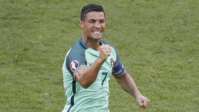 Portugal's Cristiano Ronaldo celebrates scoring.