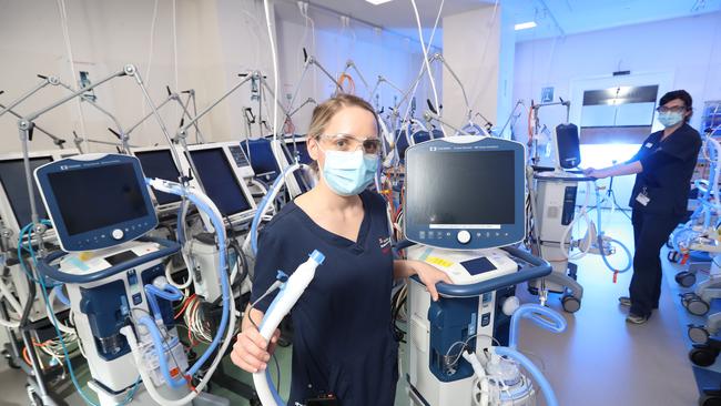 Newly arrived ventilators at the Royal Melbourne Hospital, ready for the expected increase in COVID-19 patients. Picture: Alex Coppel.