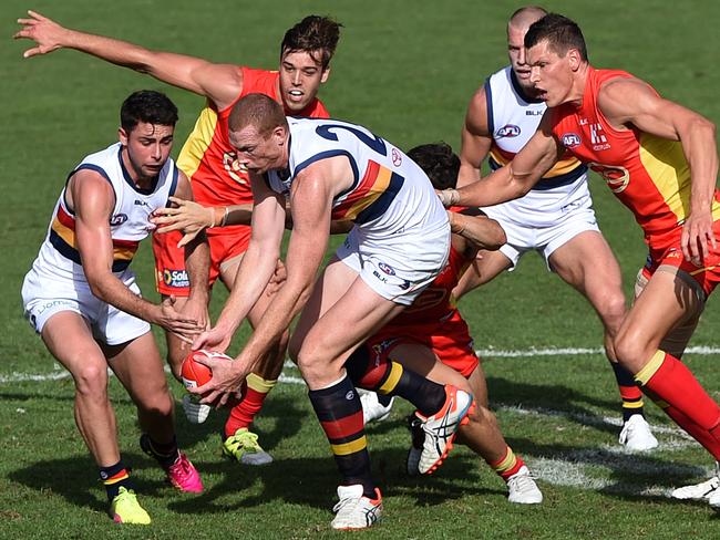 Crows ruckman Sam Jacobs had 29 hit-outs. Picture: AAP Image/Dave Hunt