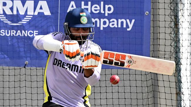 Rishabh Pant bats during an India Men's Test Squad training session at The Gabba. Photo: Bradley Kanaris