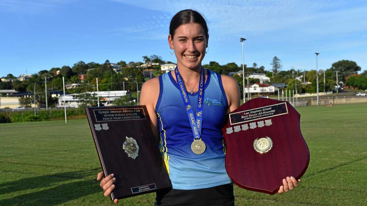 Athletics - Under 18 female age champion, Mick Curran Shield Senior Female Athlete and Thomson Family Shield Most Points Friday Night Competition Female and Len Stephen Shield under 16 - Senior all rounder Chantelle Chippindall. Picture: Bec Singh