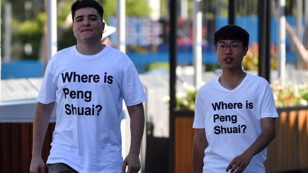 Australian human rights campaigners Drew Pavlou and Max Mok at the tournament in Melbourne. Picture: Paul Crock/AFP