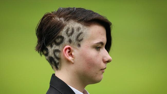 CREDIT: SNAPPER ONLINE USE ONLY Lauren Mcdowell 13 showing the haircut she was sent home for at Forge Valley School in Stannington Sheffield See rossparry copy RPYHAIR The mother of a schoolgirl who was sent home for her leopard print hairstyle is slamming the decision as a breach of her human rights Yvonne Mcdowell 34 has hit out after her 13 year old daughter Lauren was sent home on the first day of the new term Now the mum is refusing to change Lauren s leopard print hairstyle as she believes it breaches her daughter s human rights The hairstyle is shaved on one side of Lauren s head which is dyed brown and blond