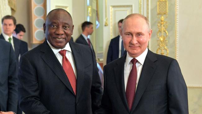 Cyril Ramaphosa and Vladimir Putin meet in Saint Petersburg last month. Picture: AFP